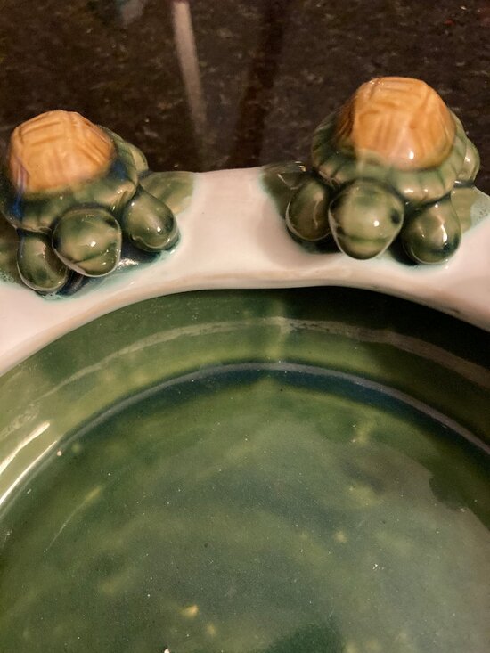 Vintage Fisherman's Fortune 10 Turtles Majolica Style Planter Dish - Picture 5 of 6